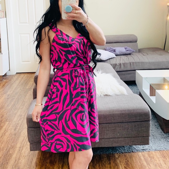 🌸 MARC JACOBS HOT PINK FLORAL SILK DRESS - Picture 1 of 6